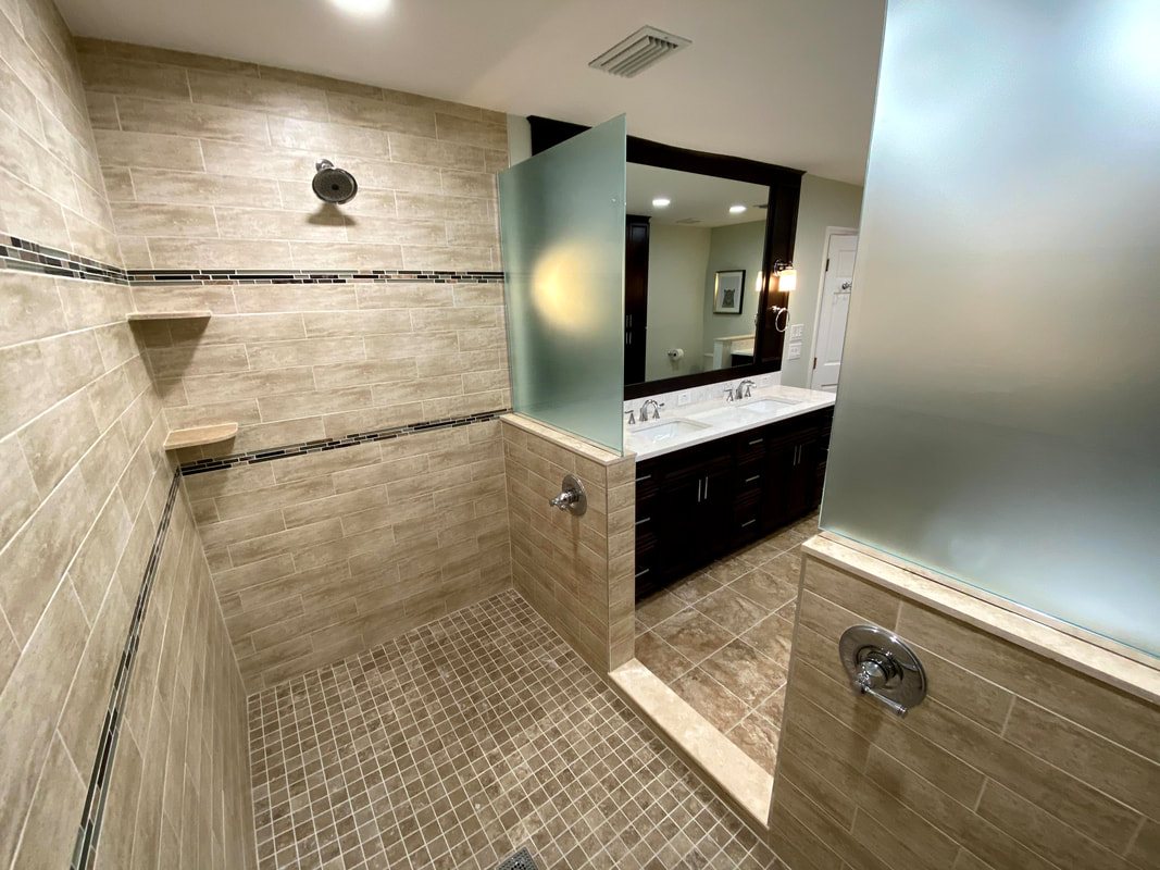 Marble bathroom with freestanding tub
