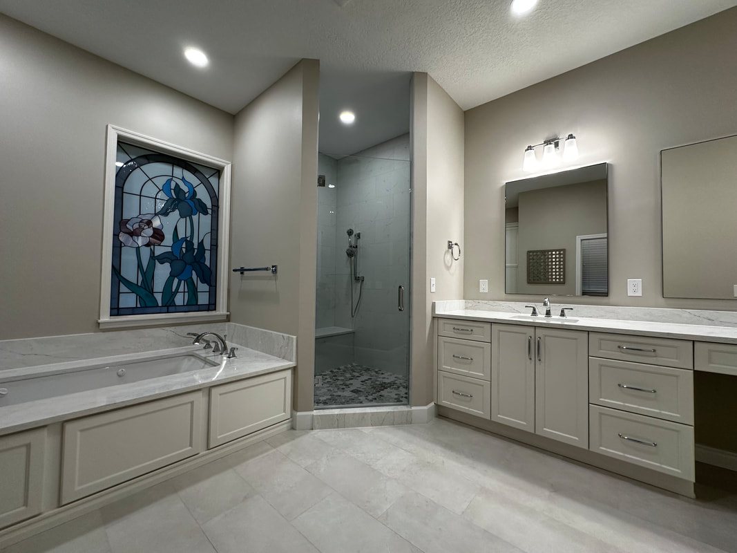 Marble walk-in shower