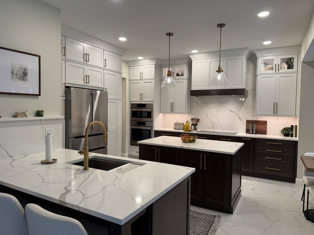 Custom kitchen remodel with quartz island