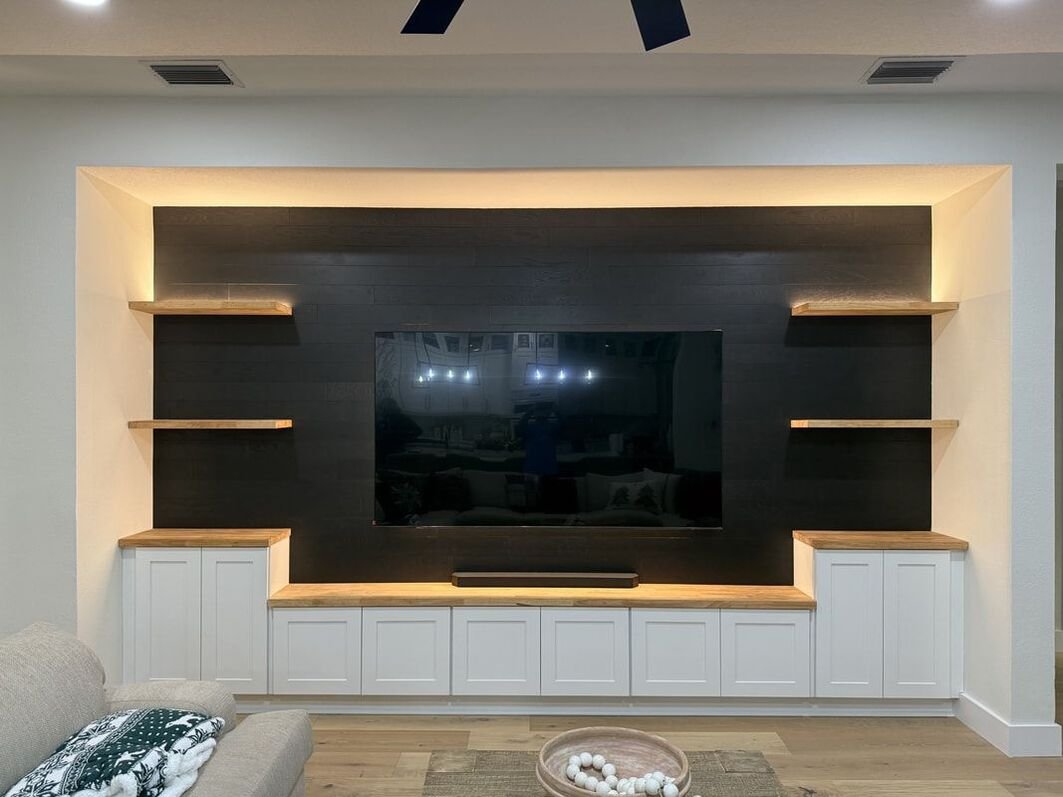 Custom entertainment wall and living space remodel
